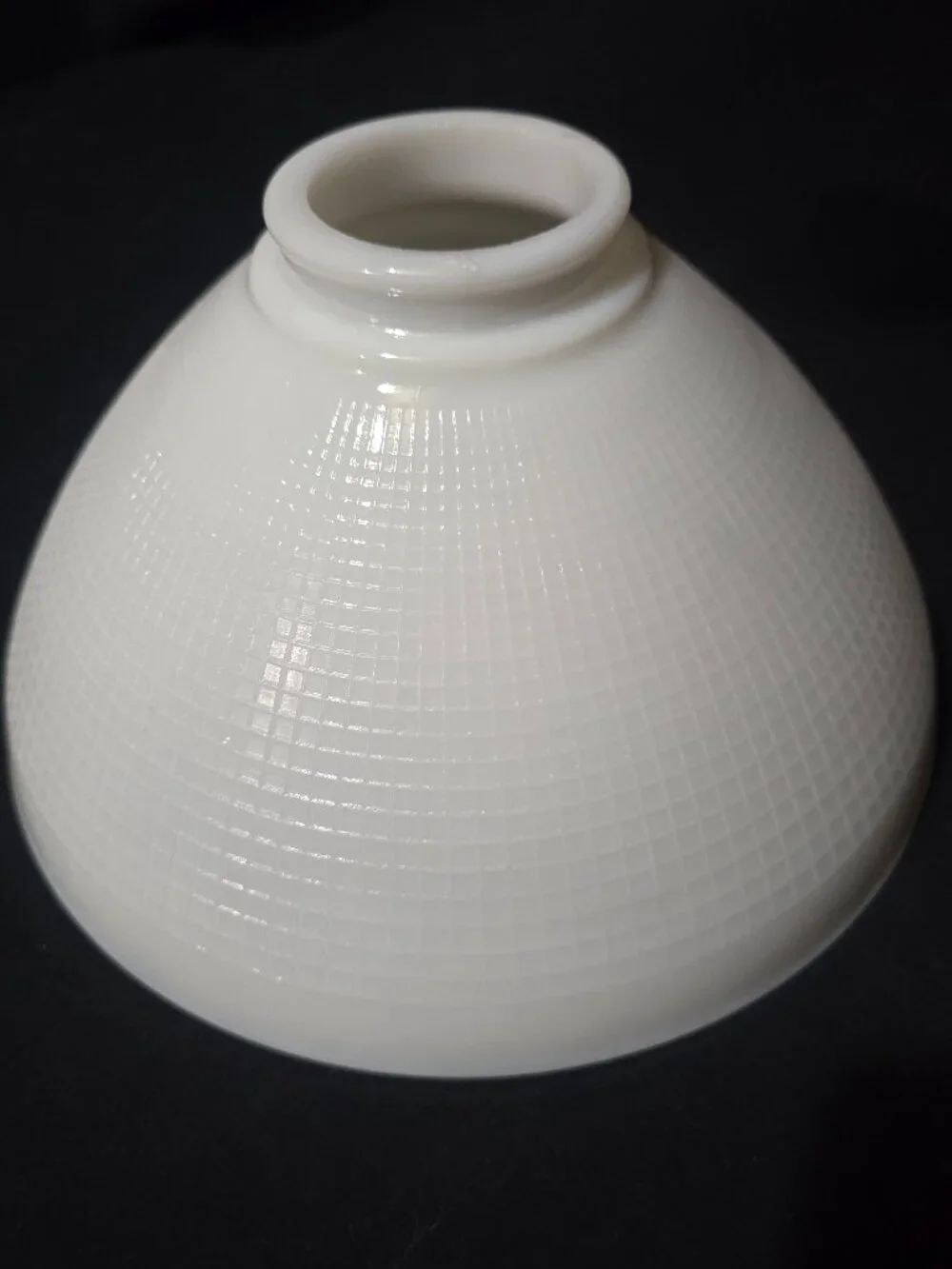 Vtg Milk Glass Torchiere Lamp Shade - Waffle Pattern - See Description